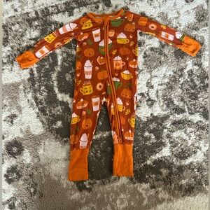 Little Sleepies Pumpkin spice Zip One-Piece Pajamas